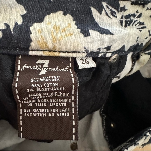 7 For All Mankind-Floral Soft Denim Jeans (Size:26) - Picture 8 of 10
